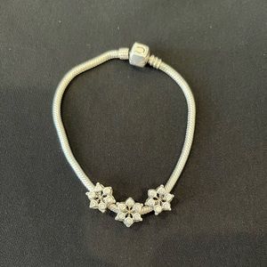 Chamilia sterling silver snowflake charms set of 3 beads with clear stones